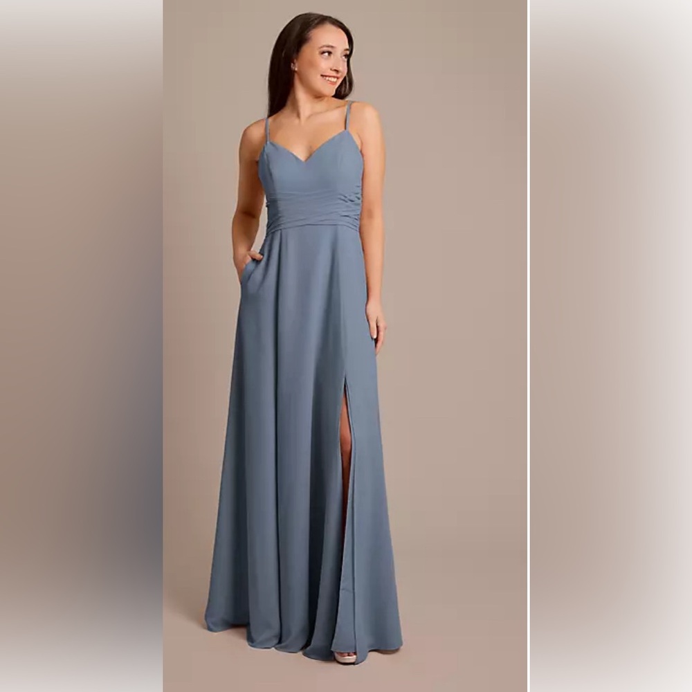 David’s Bridal Steel Blue dress